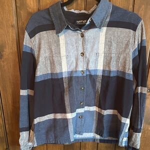 Blue Plaid Button-Up Shirt